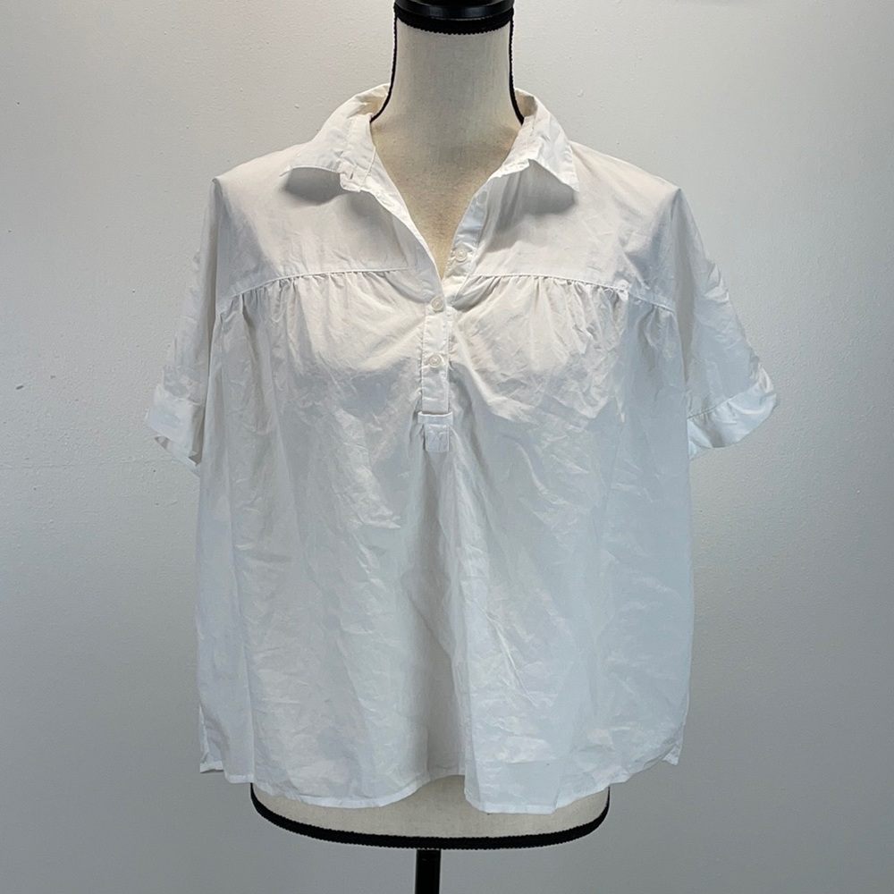 ⭐️🌸Madewell white shirt sleeve oversized top sz sm